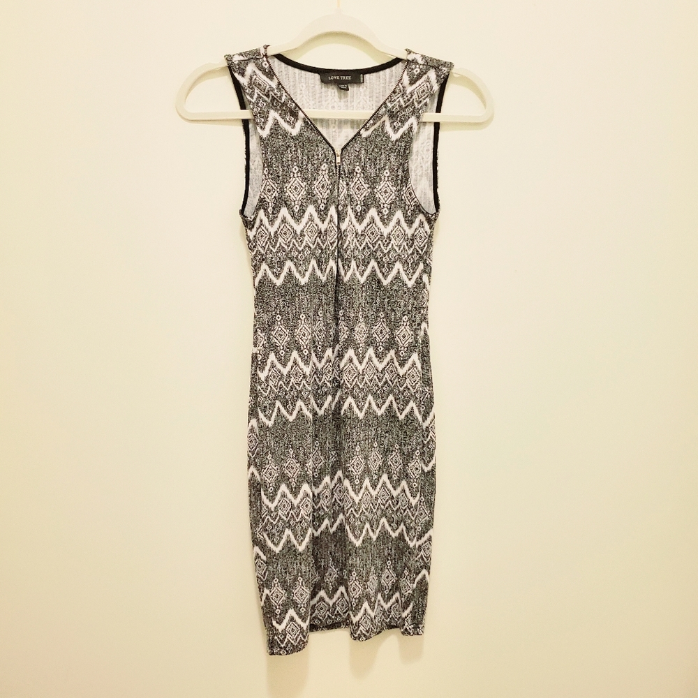 SEXY Love Tree Stretchy Zip Up Dress